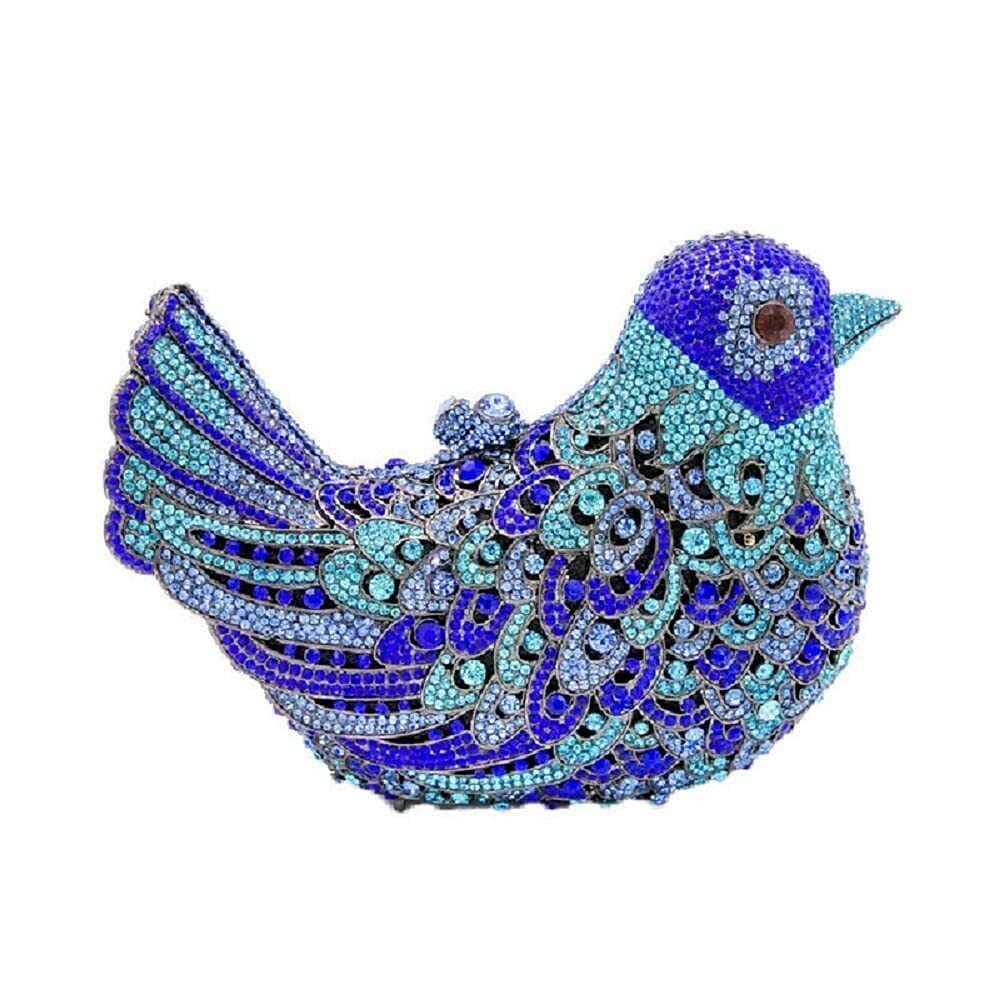 4309 Bird Crystal Clutch Purses Dressy Rhinestone Evening Bag Pigeon Prom